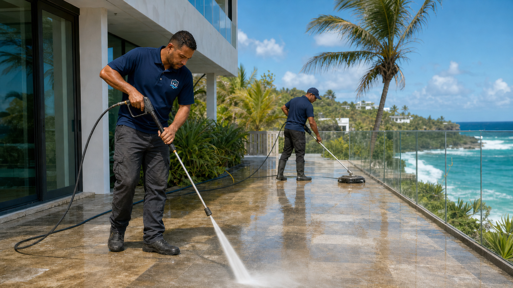 Property maintenance team on a Puerto Rico terrace