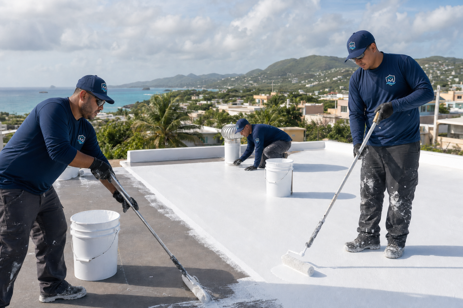 Roof protection work on a concrete property